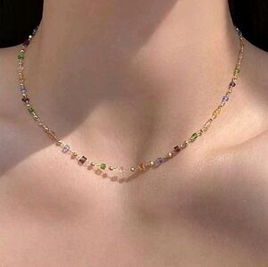 Multi-colored crystal necklace; nwot